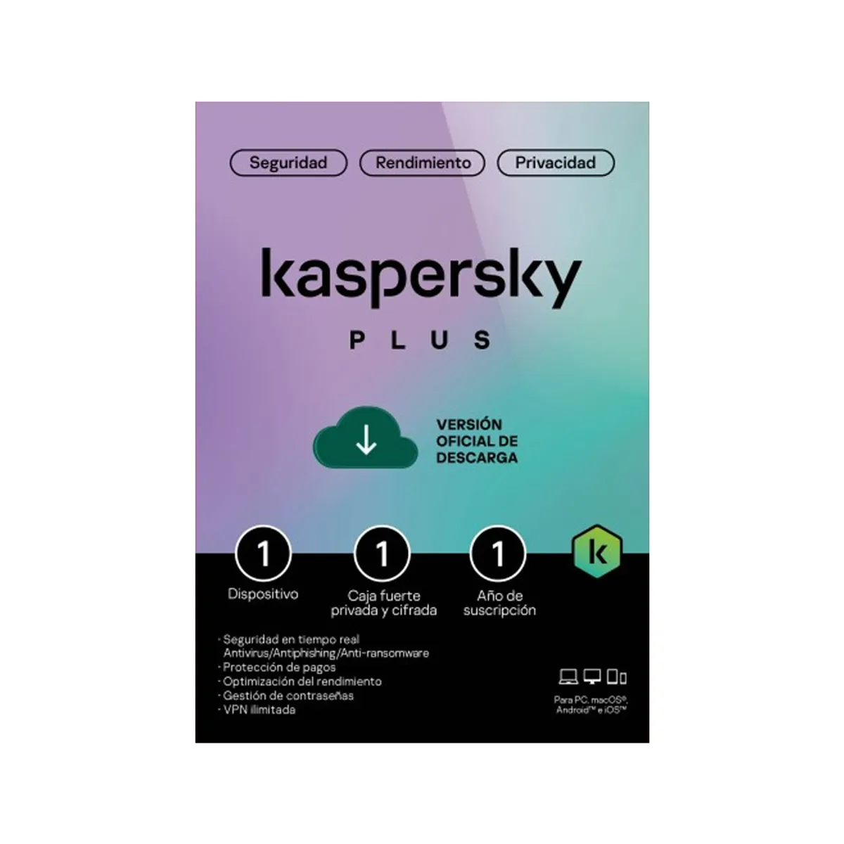 KASPERSKY - Kaspersky Plus Antivirus Para 1 Pc - Protección Avanzada Y Seguridad Digital Eficaz