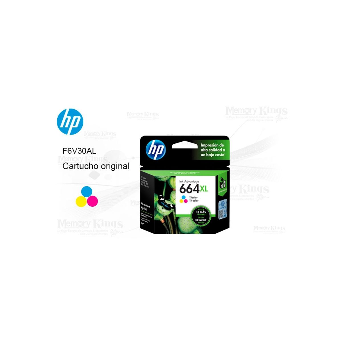 HP - Cartucho De Tinta Hp 664Xl Tricolor Original De Alta Capacidad 330 Páginas Para Impresoras