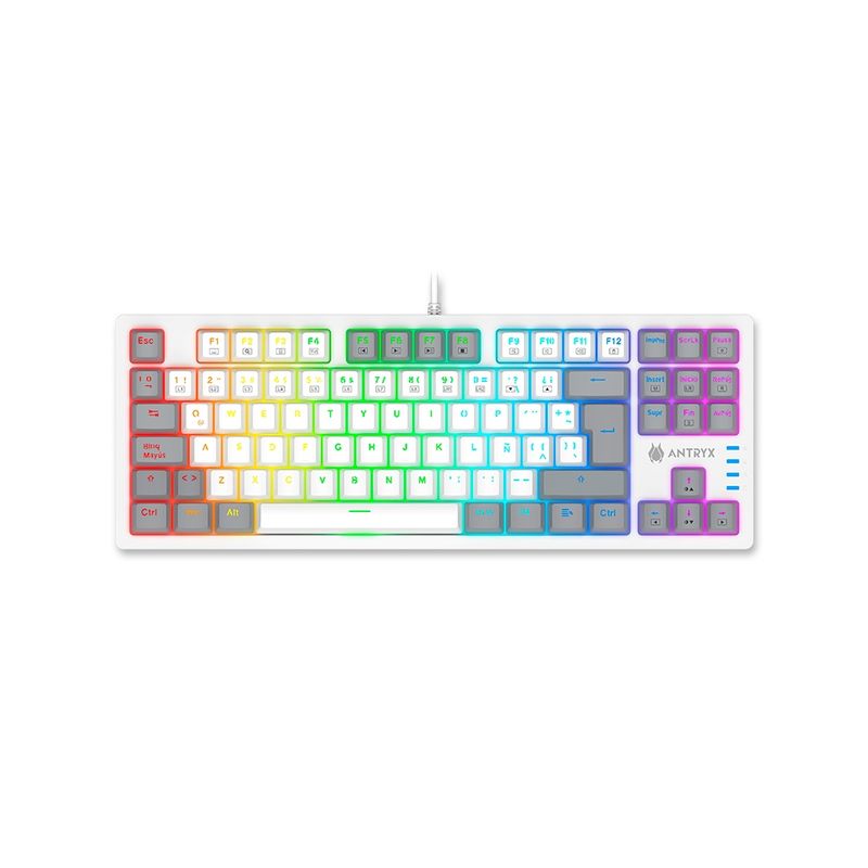 ANTRYX - Teclado Gaming Antryx Mk-860L, Retroiluminado Rgb, Blanco, Mecánico, Ideal Para Gamers