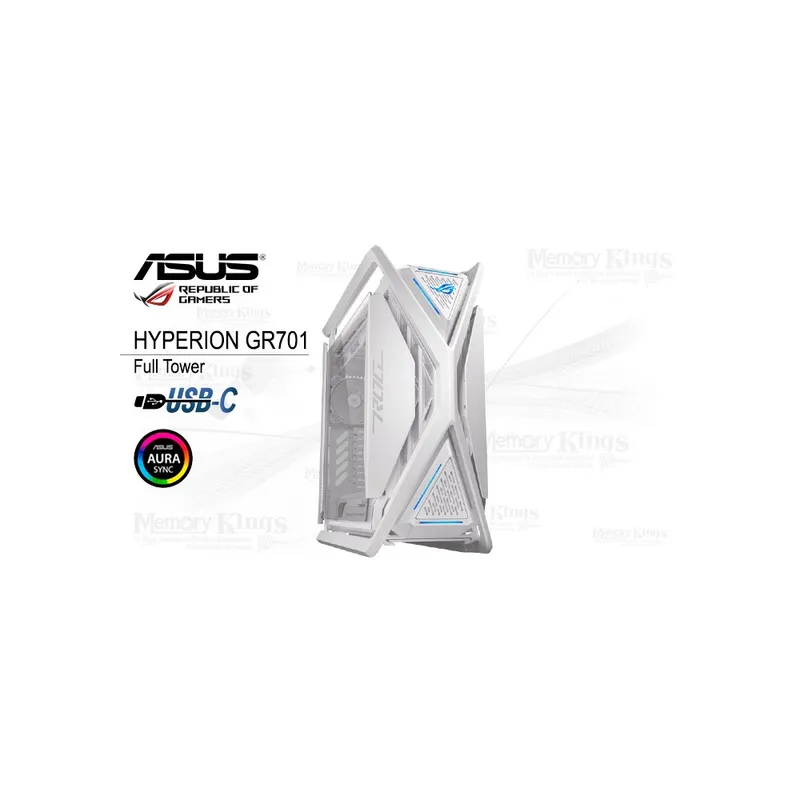 ASUS - Caja Full Tower Asus Rog Hyperion Gr701 Argb Blanca Con Iluminación Rgb Y Gran Espacio Par