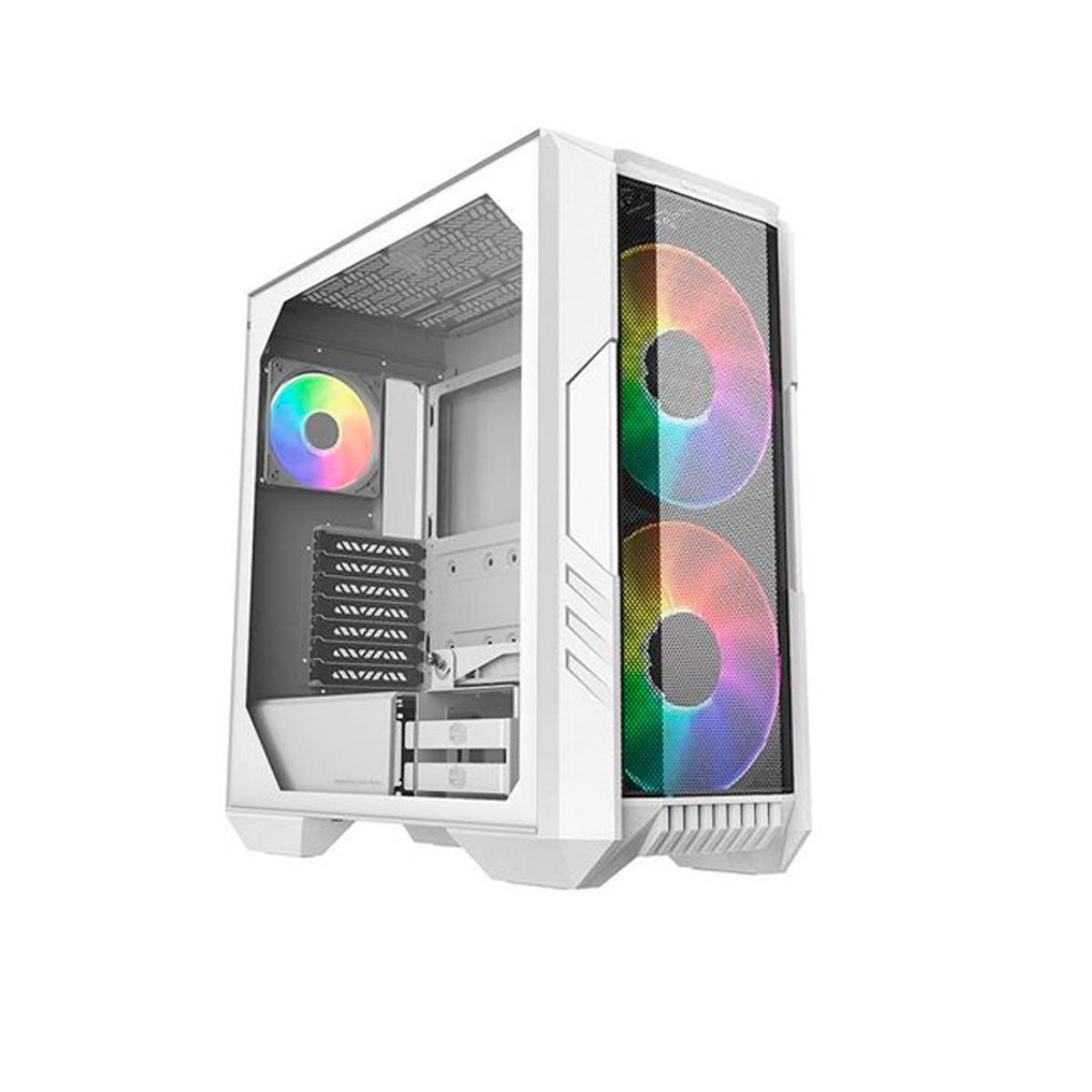 COOLER MASTER - Caja Mid Tower Cooler Master Haf 500 Argb Blanca - Excelente Ventilación Y Estilo Personal