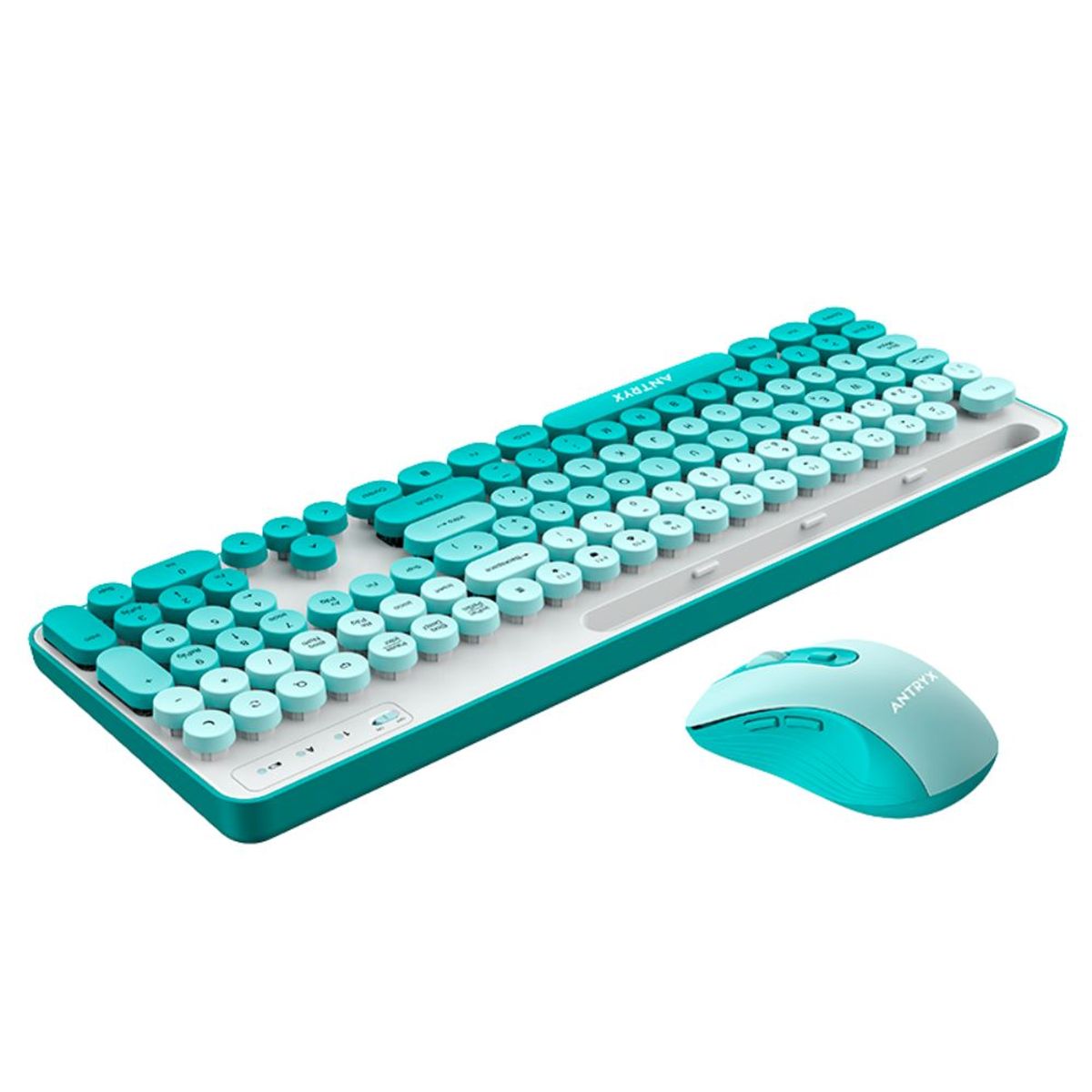 ANTRYX - Teclado Y Mouse Inalámbricos Antryx Ws-970 Color Verde, Óptima Conexión Y Diseño Ergonómic