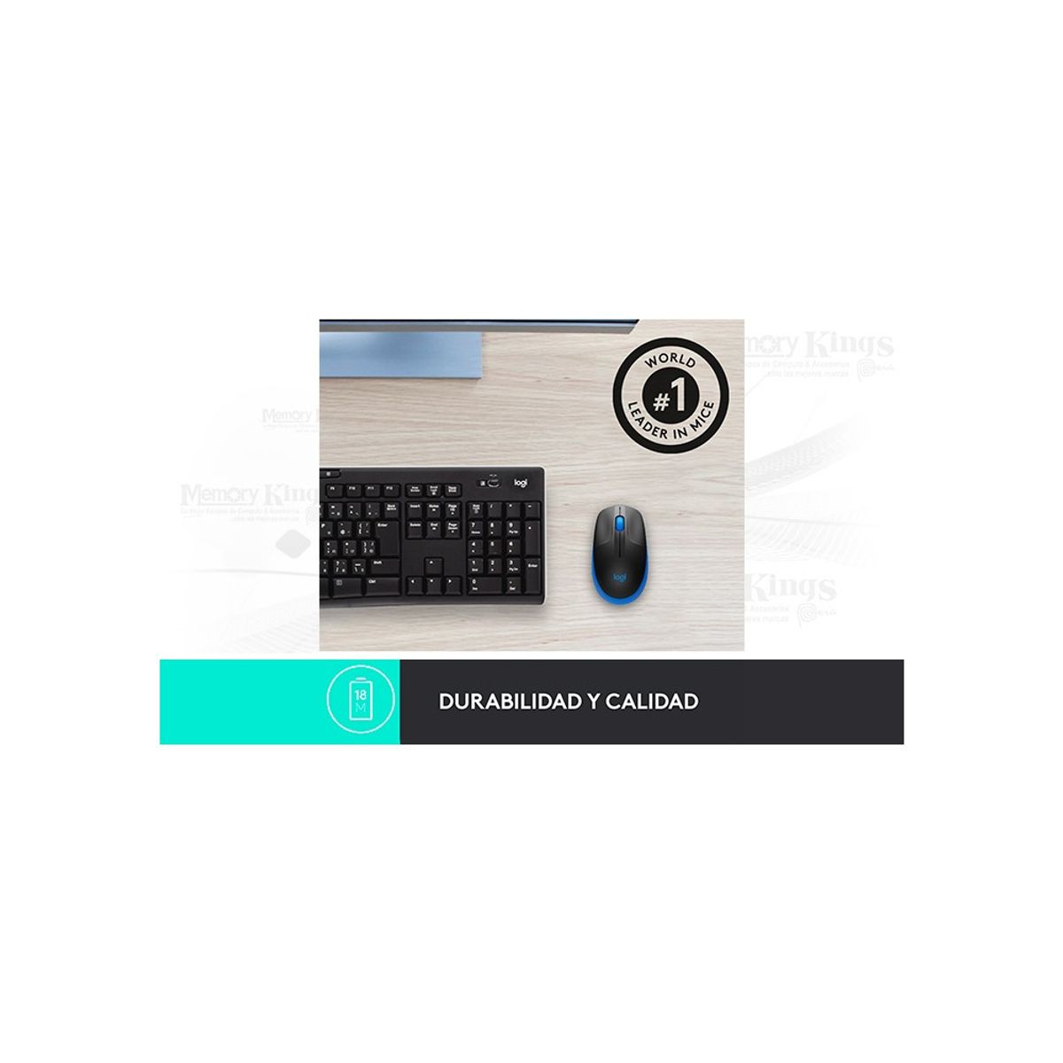 LOGITECH - Mouse Inalámbrico Logitech M190 Tamaño Completo, Color Azul, Cómodo Y Eficiente Para Tu Es