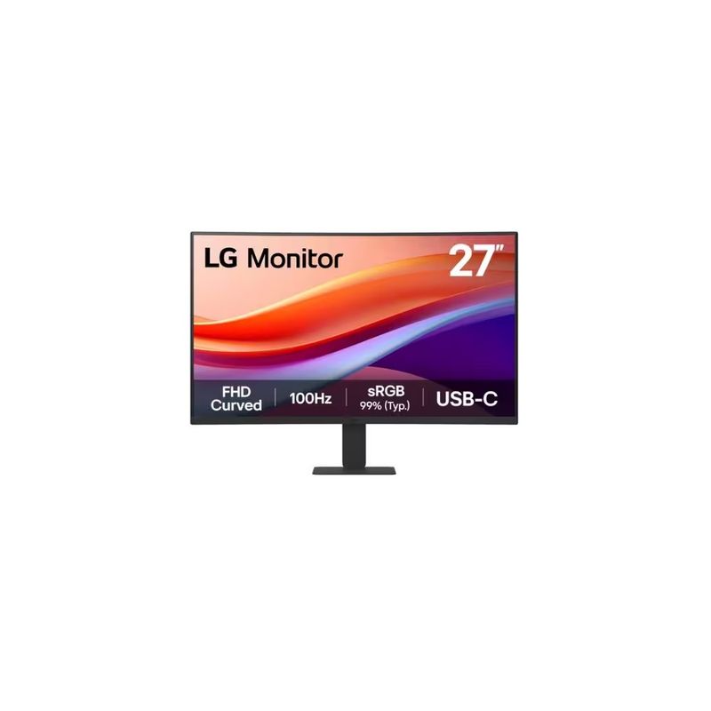 LG - Monitor Lg 27" Full Hd Curvo - 1920X1080, Adaptive Sync, 5Ms, Hdmi, Negro - Ideal Para Gam