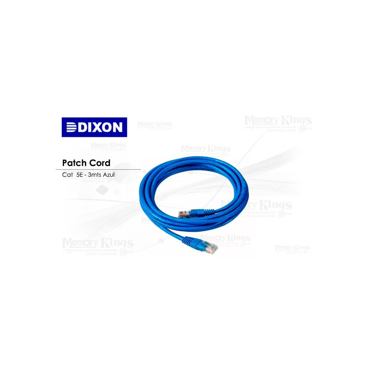 DIXON - Cable De Red Patch Cord Dixon 3M Cat-5E, Alta Velocidad, Color Azul, Conexión Fiable Para