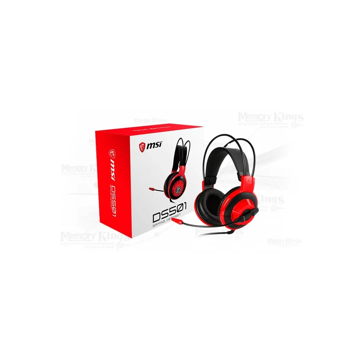 MSI - Auriculares Gaming Msi Ds501 En Negro Y Rojo - Sonido Envolvente Y Comodidad Superior