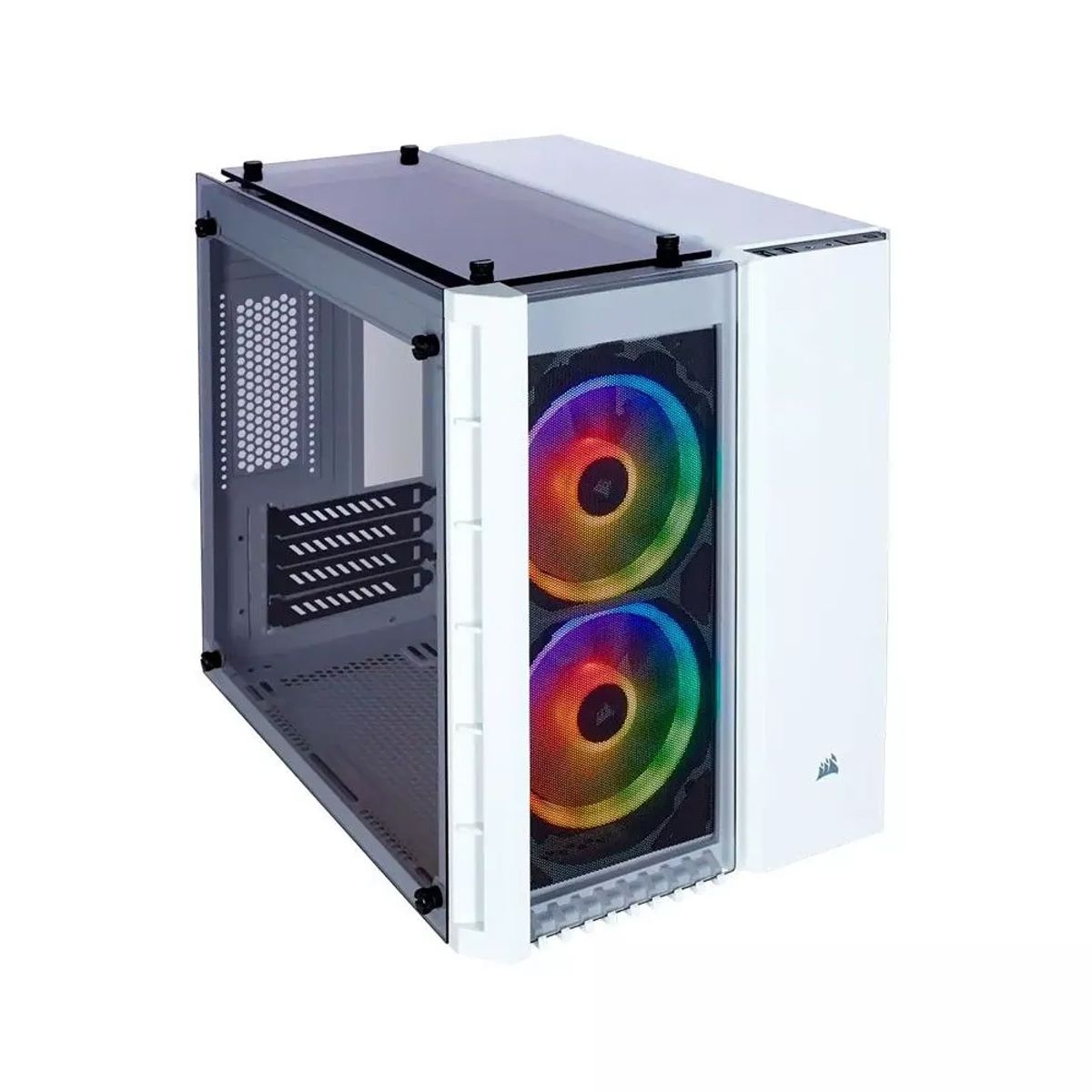 CORSAIR - Caja Mini Tower Corsair Crystal 280X Rgb Blanca, Diseño Moderno Y Excelente Ventilación