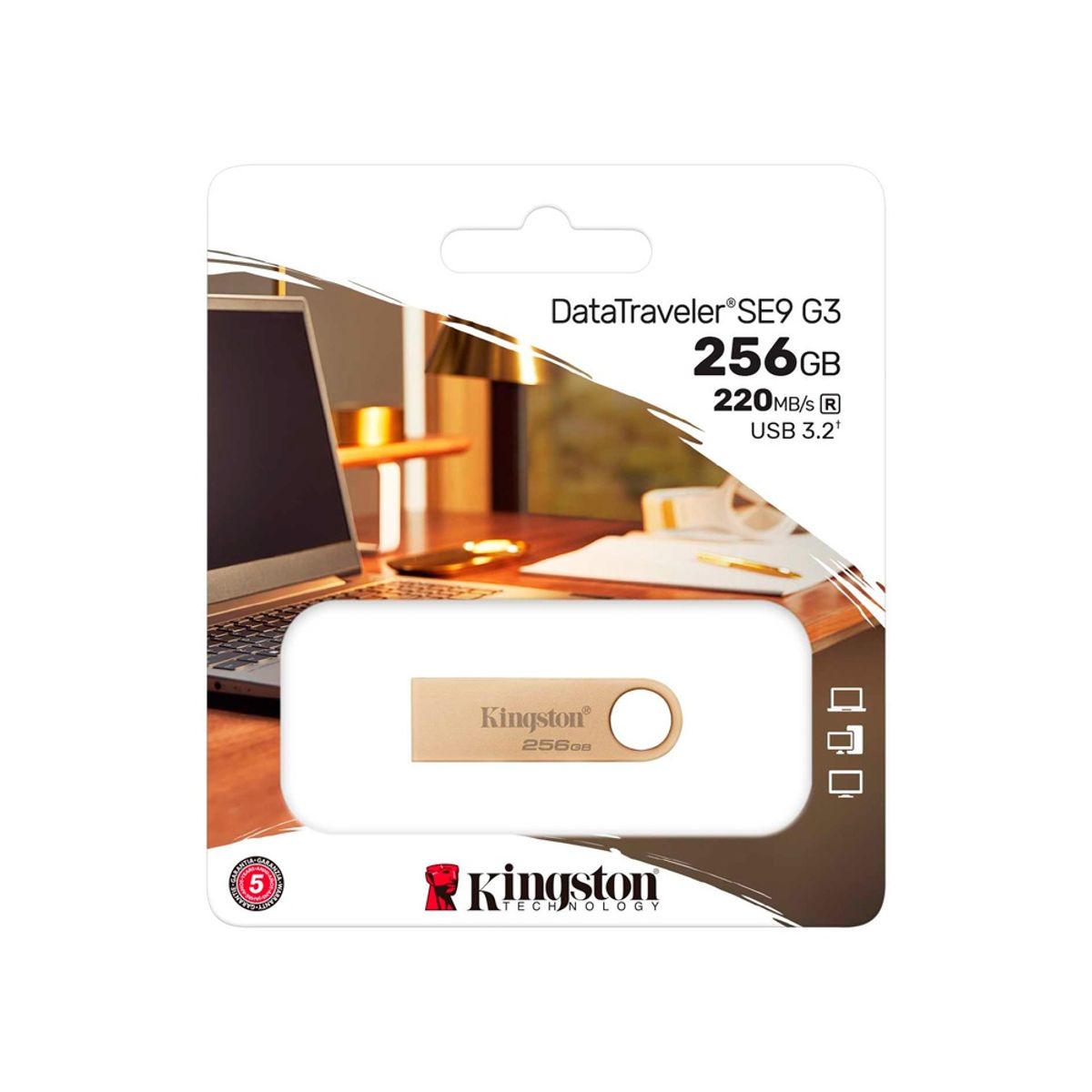 KINGSTON - Memoria Usb Kingston Datatraveler Se9 G3, 256Gb, Usb 3.2 Gen 1, Compacta Y Rápida