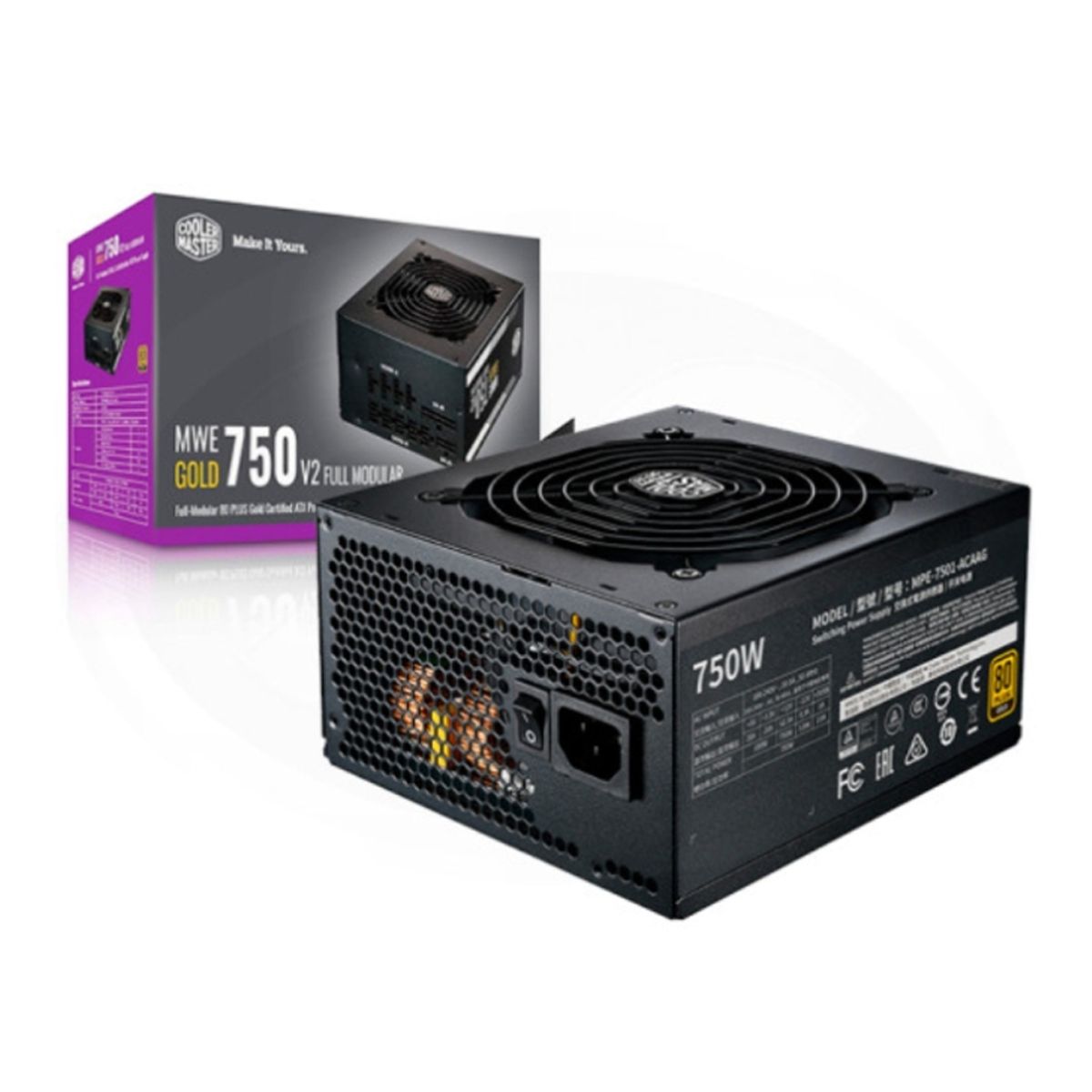 COOLER MASTER - Fuente De Alimentación Cooler Master Mwe Gold 750 V2, 750W 80 Plus Gold, Formato Atx Ideal
