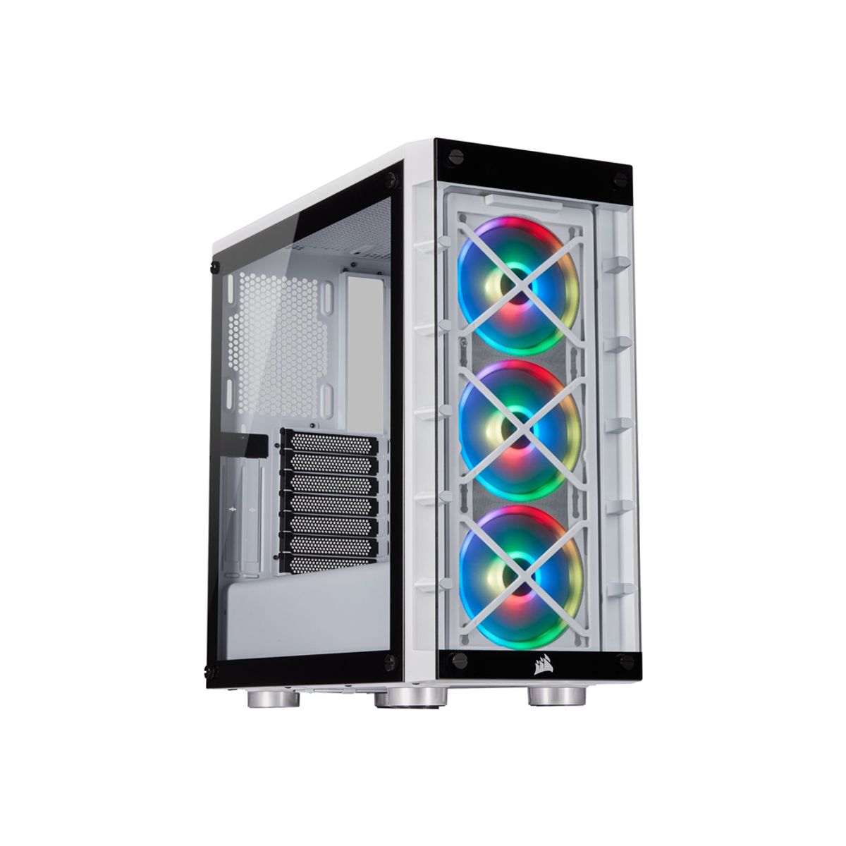CORSAIR - Caja Mid Tower Corsair Icue Crystal 465X Rgb Blanca Con Iluminación Y Vidrio Templado