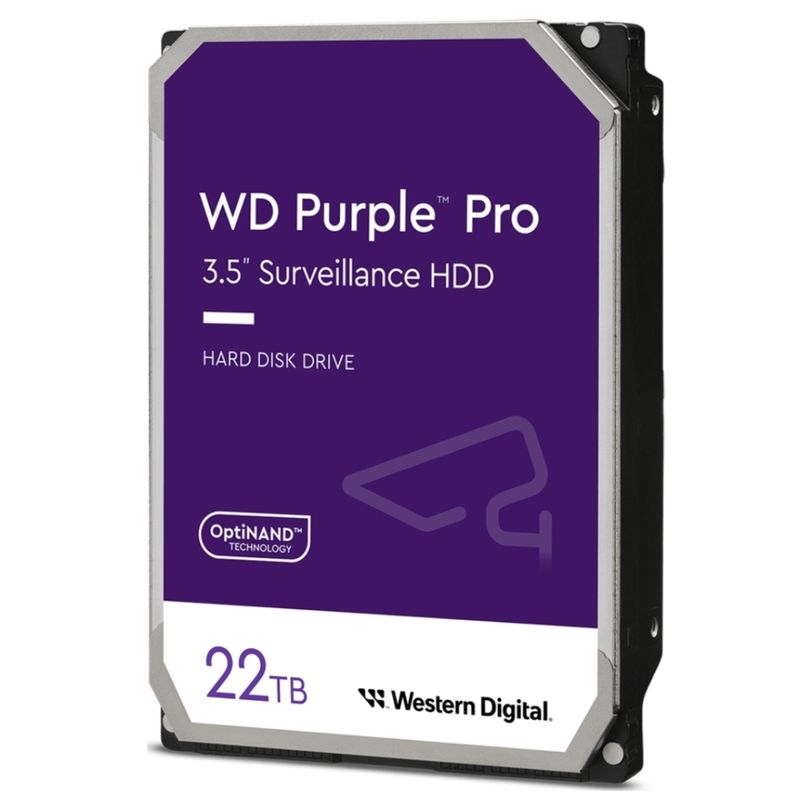 WESTERN DIGITAL - Disco Duro Wd Purple Pro 22Tb Sata, Alto Rendimiento Para Videovigilancia Y Almacenamiento