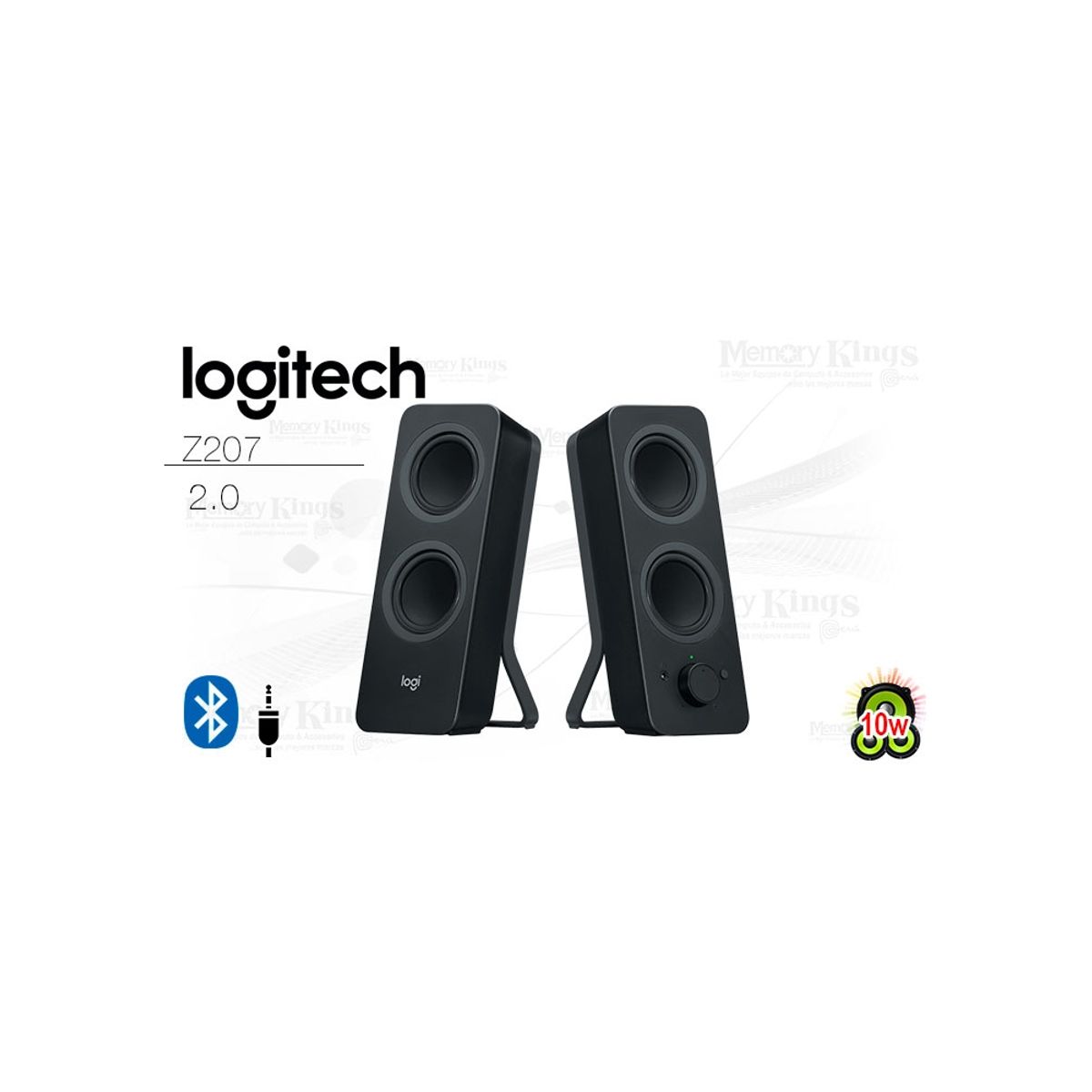 LOGITECH - Parlante Logitech Z207 2.0 Bluetooth 5W, Color Negro, Sonido Envolvente Y Fácil Conexión I
