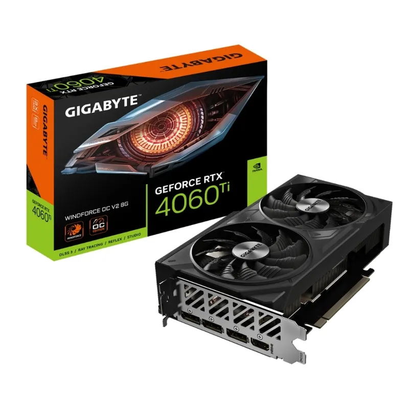 GIGABYTE - Tarjeta Gráfica Gigabyte Geforce Rtx 4060 Ti 8Gb Oc - Rendimiento Mejorado, 128 Bit, Diseñ