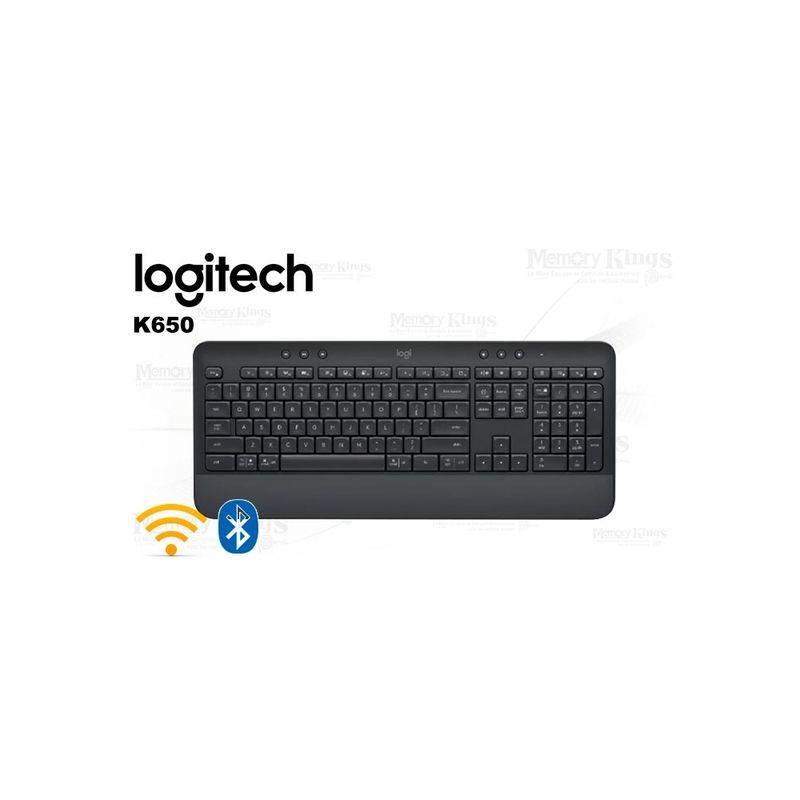 LOGITECH - Teclado Logitech Signature K650 Inalámbrico Bluetooth Negro - Comodidad Y Estilo Para Tu E