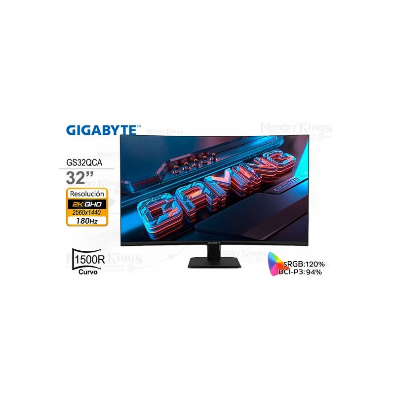 GIGABYTE - Monitor Gigabyte Gs32Qca 31.5" Curvo Va 165Hz 2560X1440 Con Conexión Hdmi - Experiencia In