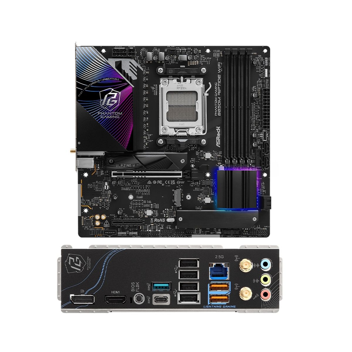 ASROCK - Placa Base Asrock B850M Riptide Wifi Matx Am5 Chipset Amd B850 Conectividad Wifi Y Rendi