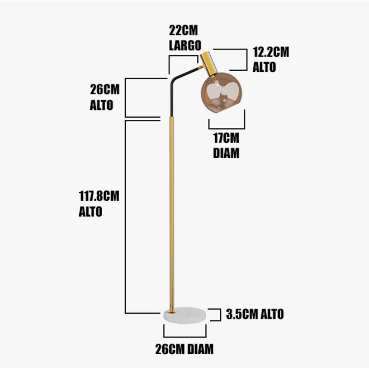 GENERICO - Lámpara de Pie Gold Led