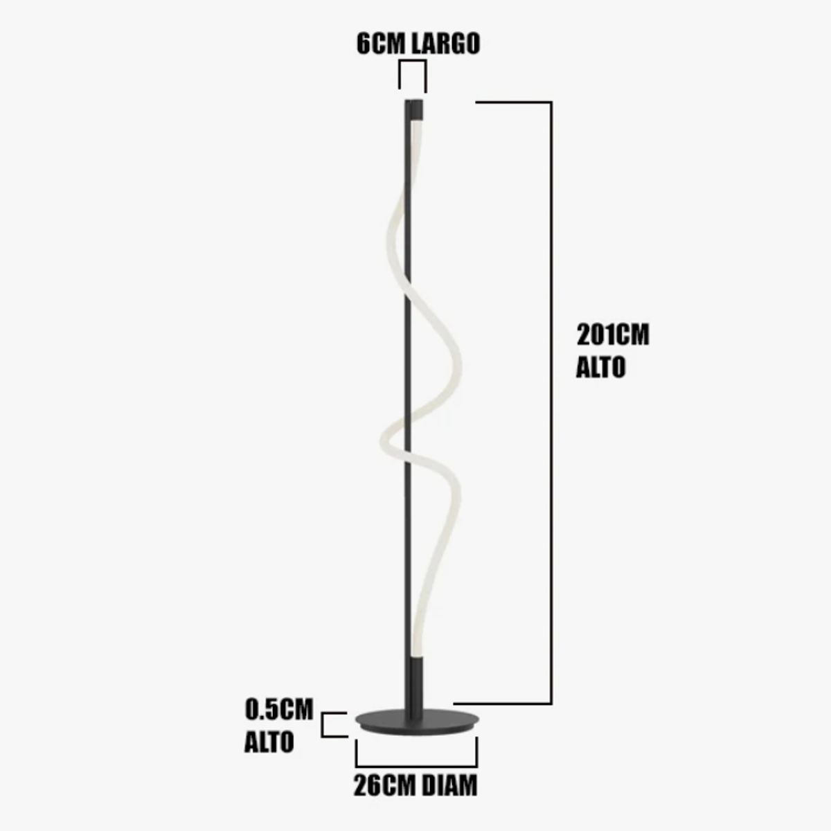 GENERICO - Lámpara de Pie Black Led