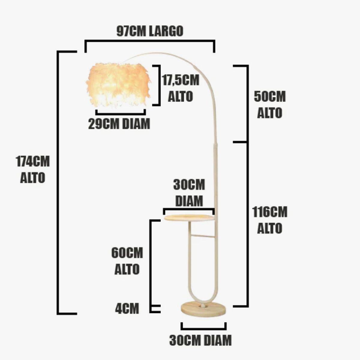 GENERICO - Lámpara de Pie White Led