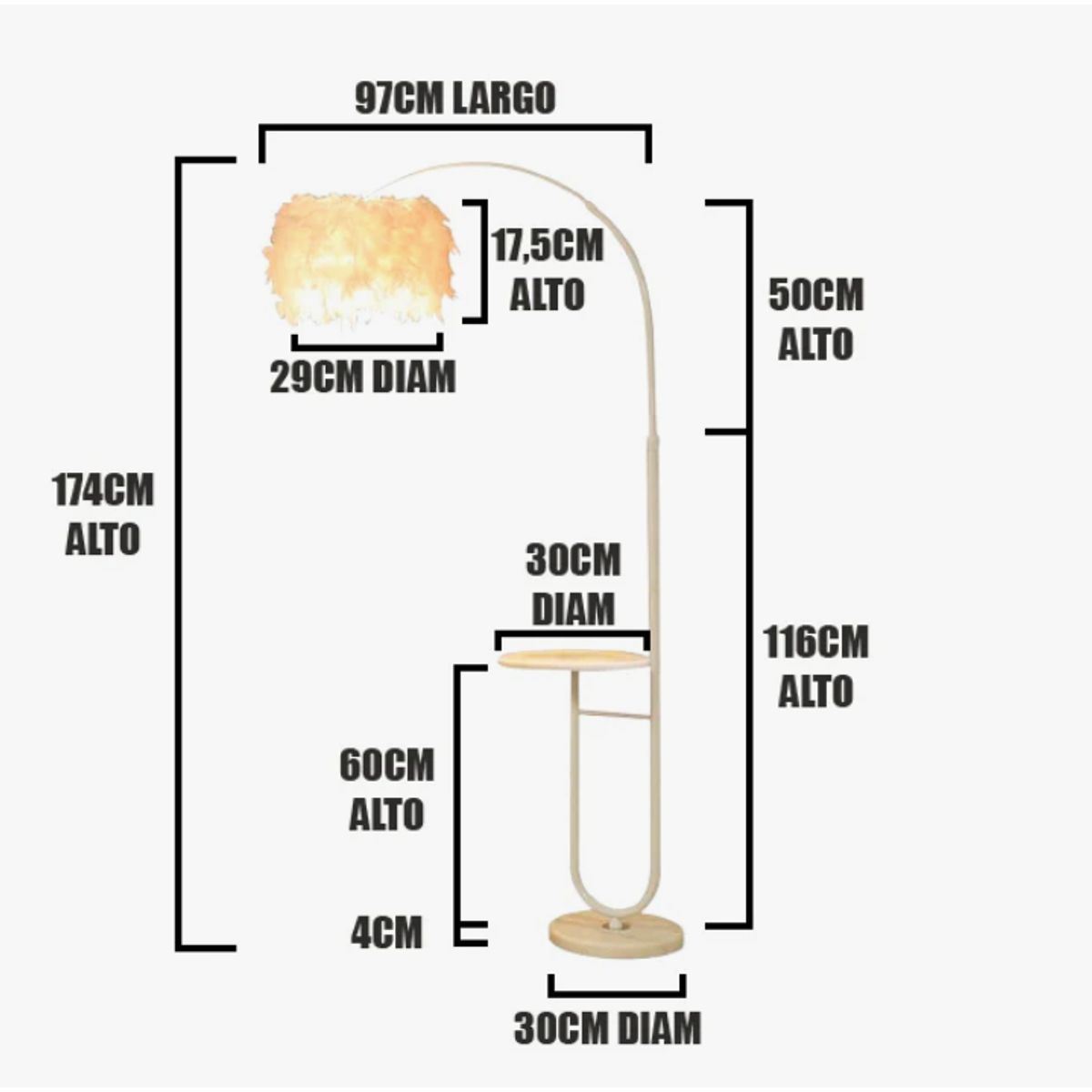 GENERICO - Lámpara de Pie White Led