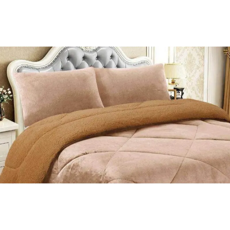 GENERICO - EDREDON PIEL DE ANGEL CON SHERPA  3 PIEZAS