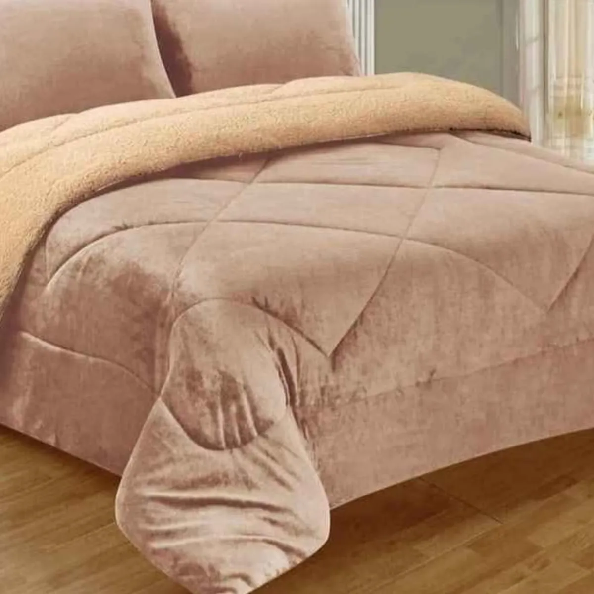 GENERICO - EDREDON PIEL DE ANGEL CON SHERPA  3 PIEZAS