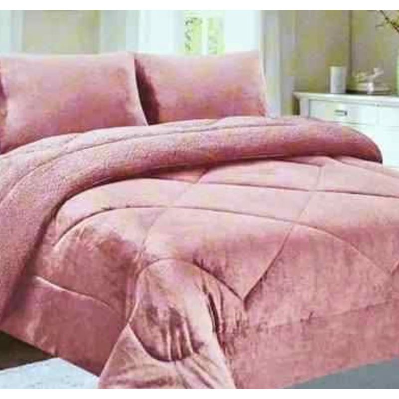 GENERICO - EDREDON PIEL DE ANGEL CON SHERPA  3 PIEZAS