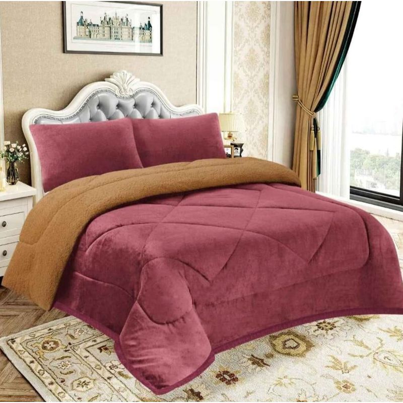 GENERICO - EDREDON PIEL DE ANGEL CON SHERPA  3 PIEZAS