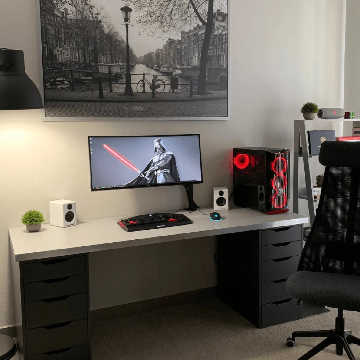 MUEBLES CRISOSTOMO - Escritorio Gamer de Melamina Gris 180cm