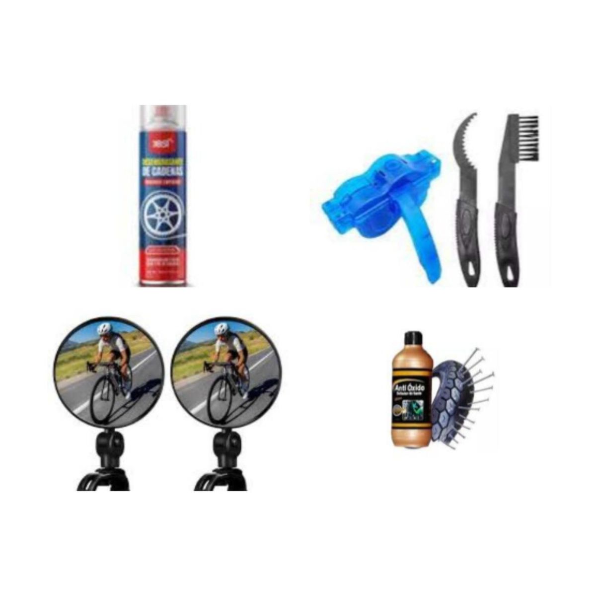 GENERICO - SPRAY+KIT DE LIMPIEZA+LIQUIDOANTIPINCHAZO+ESPEJO BICI