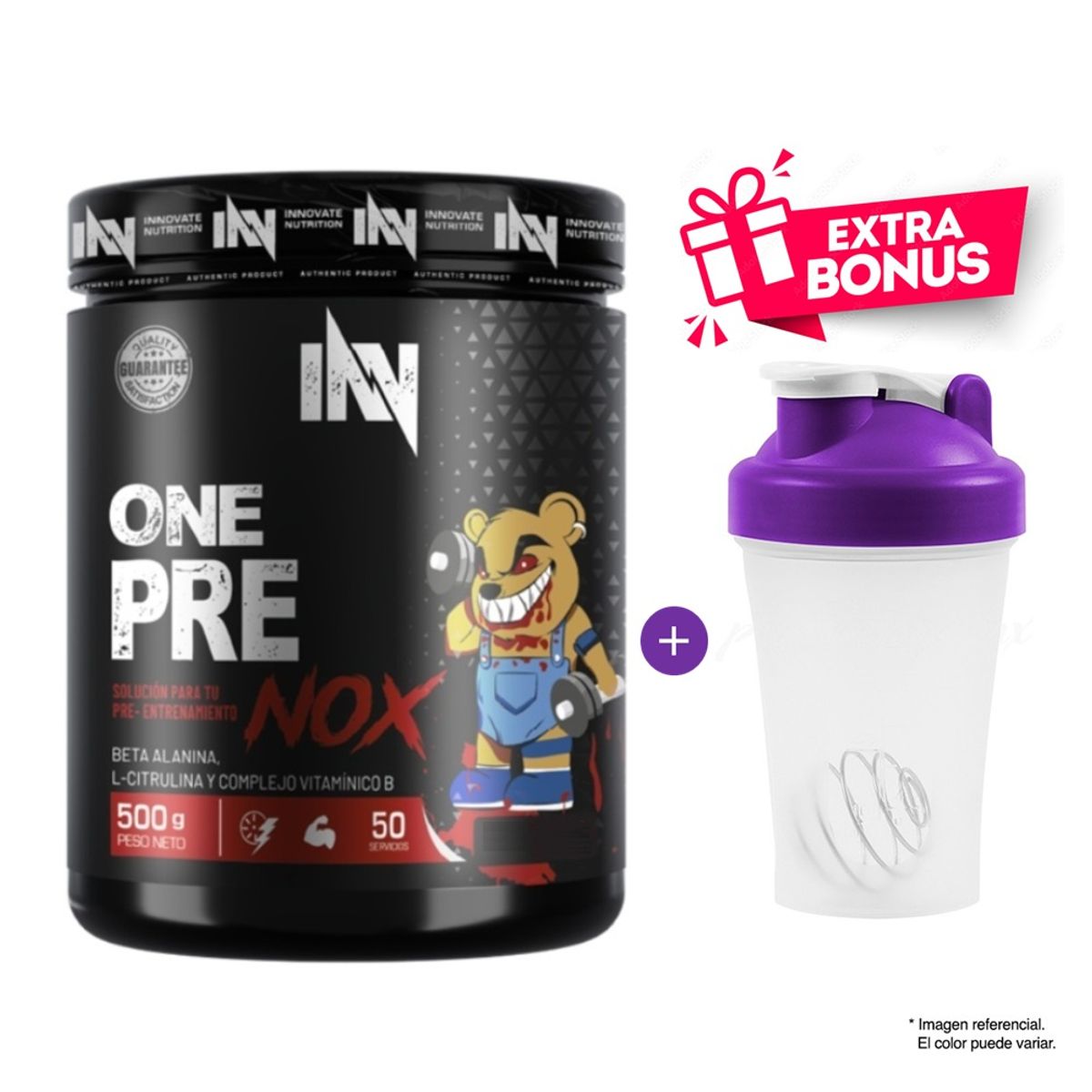 INN INNOVATE NUTRITION - PRE ENTRENO ONE PRE NOX 500GR FRUIT PUNCH