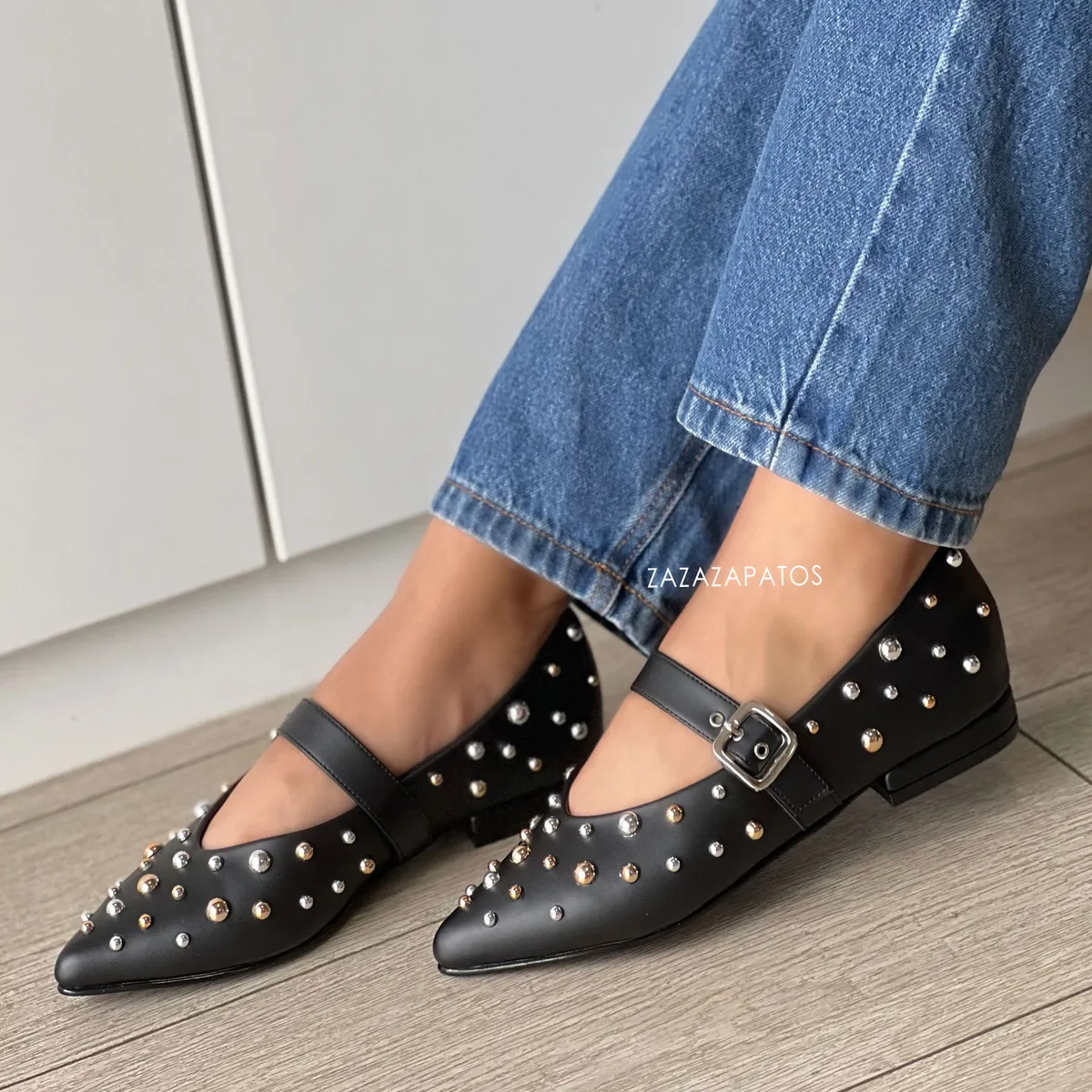 GENERICO - BALERINA PARA DAMA MILI NEGRO CON TACHAS