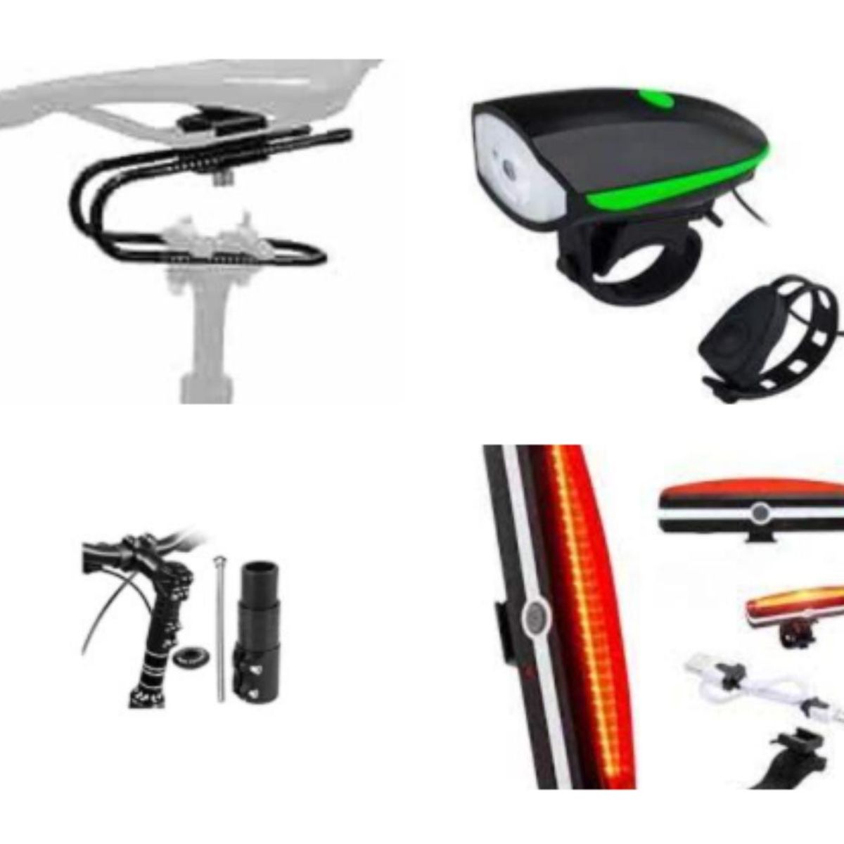 GENERICO - LUZ DELANTERA+POSTERIOR+ELEVADORTIMON+AMORTIGUADOR DE BICI