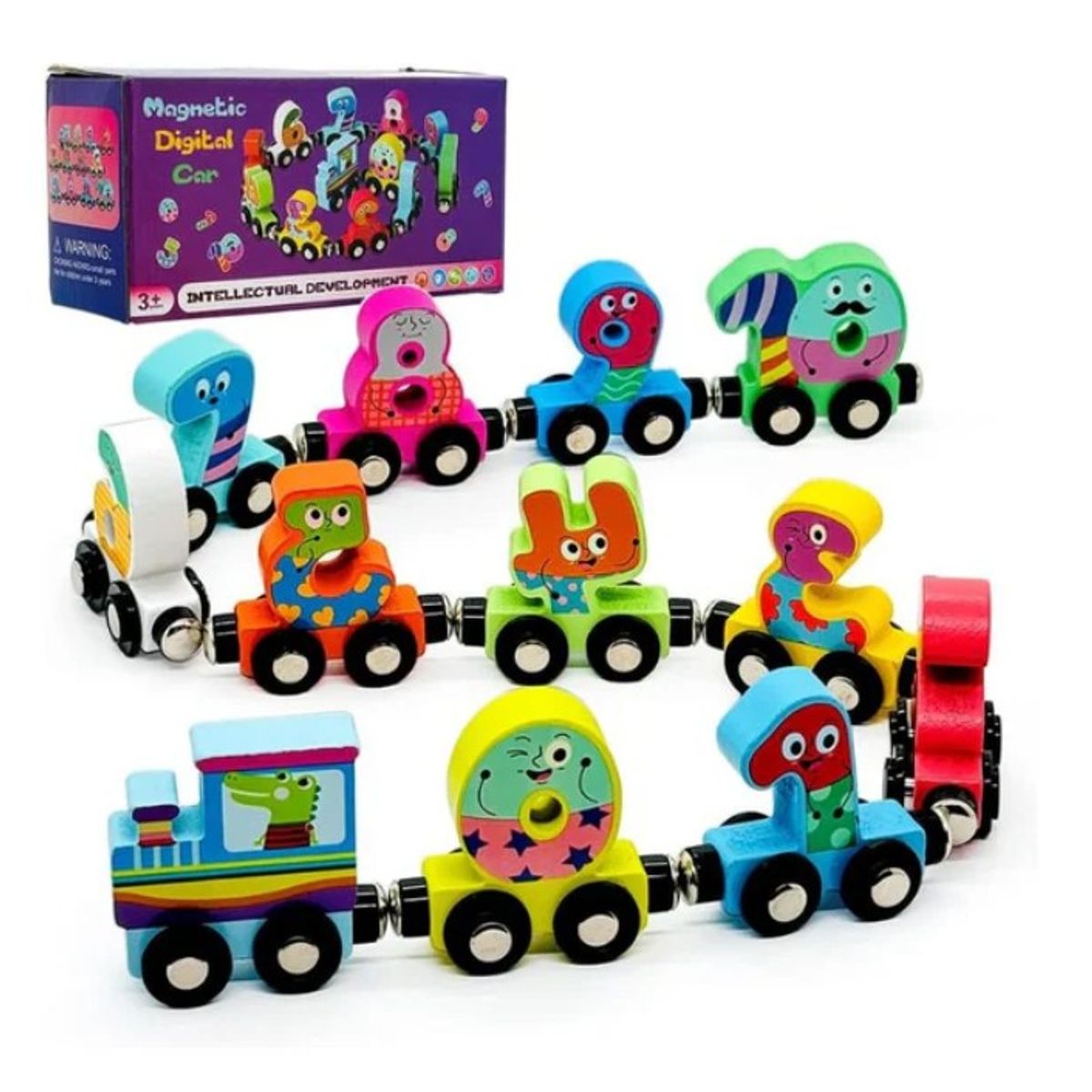 GENERICO - Juguete Magnético de Tren de Madera Números Divertidos