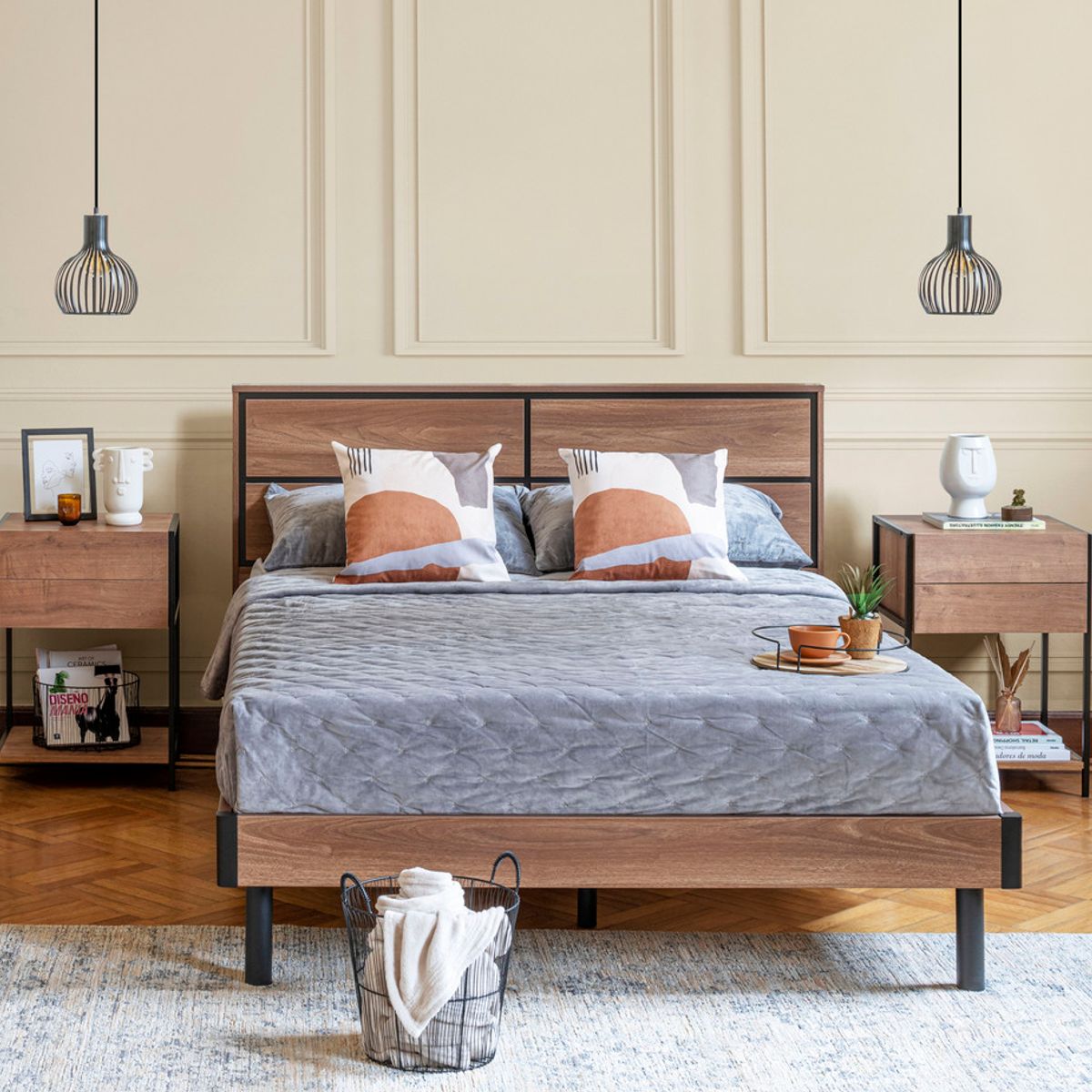 TUGO - Cama Glen 2 Plazas MDF Caramelo