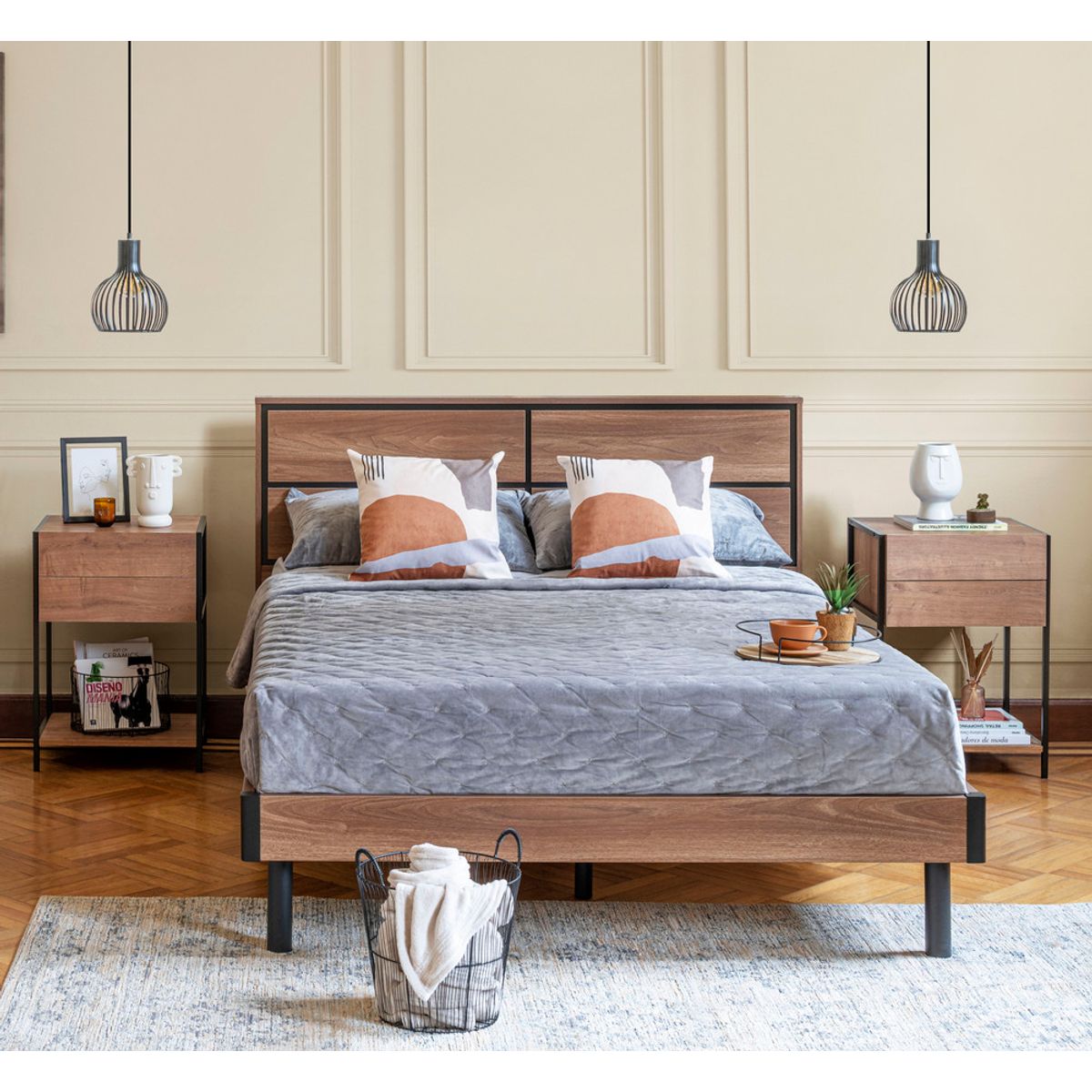 TUGO - Cama Glen 2 Plazas MDF Caramelo