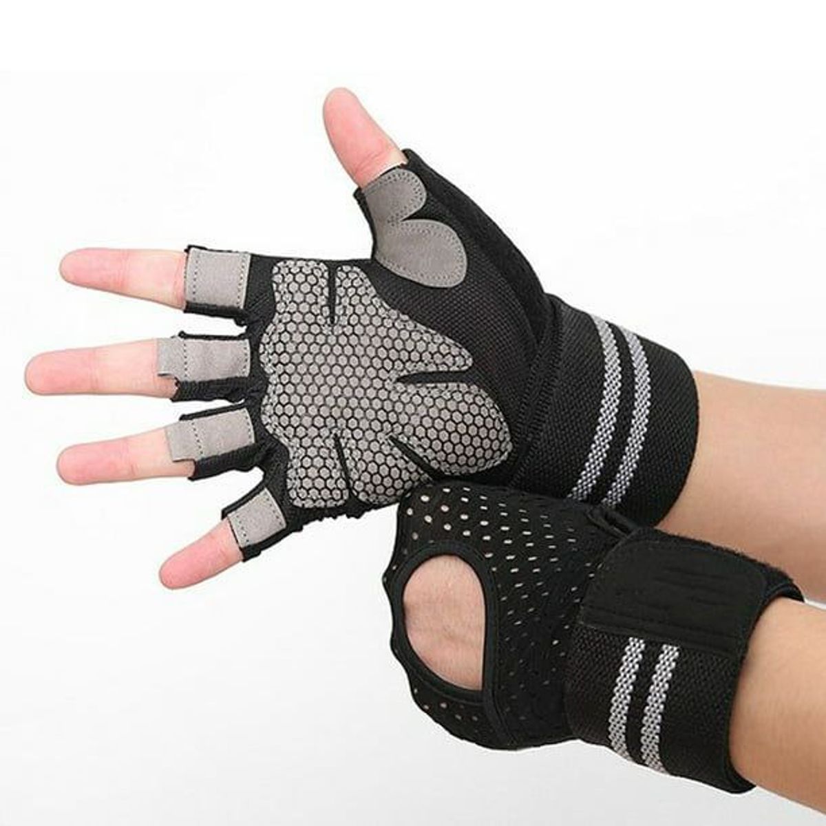 GENERICO - GUANTES DE ENTRENAMIENTO GYM PESAS CON MUÑEQUERA NEGRO XL