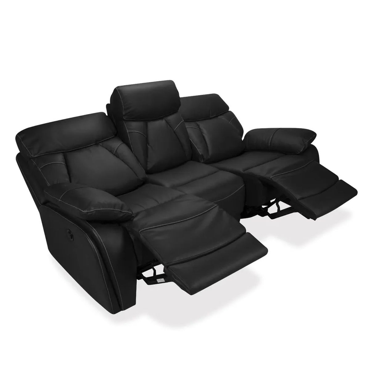 TUGO - Sofá Julian 3 Cuerpos Reclinable Eléctrico Cuero+Pvc Negro