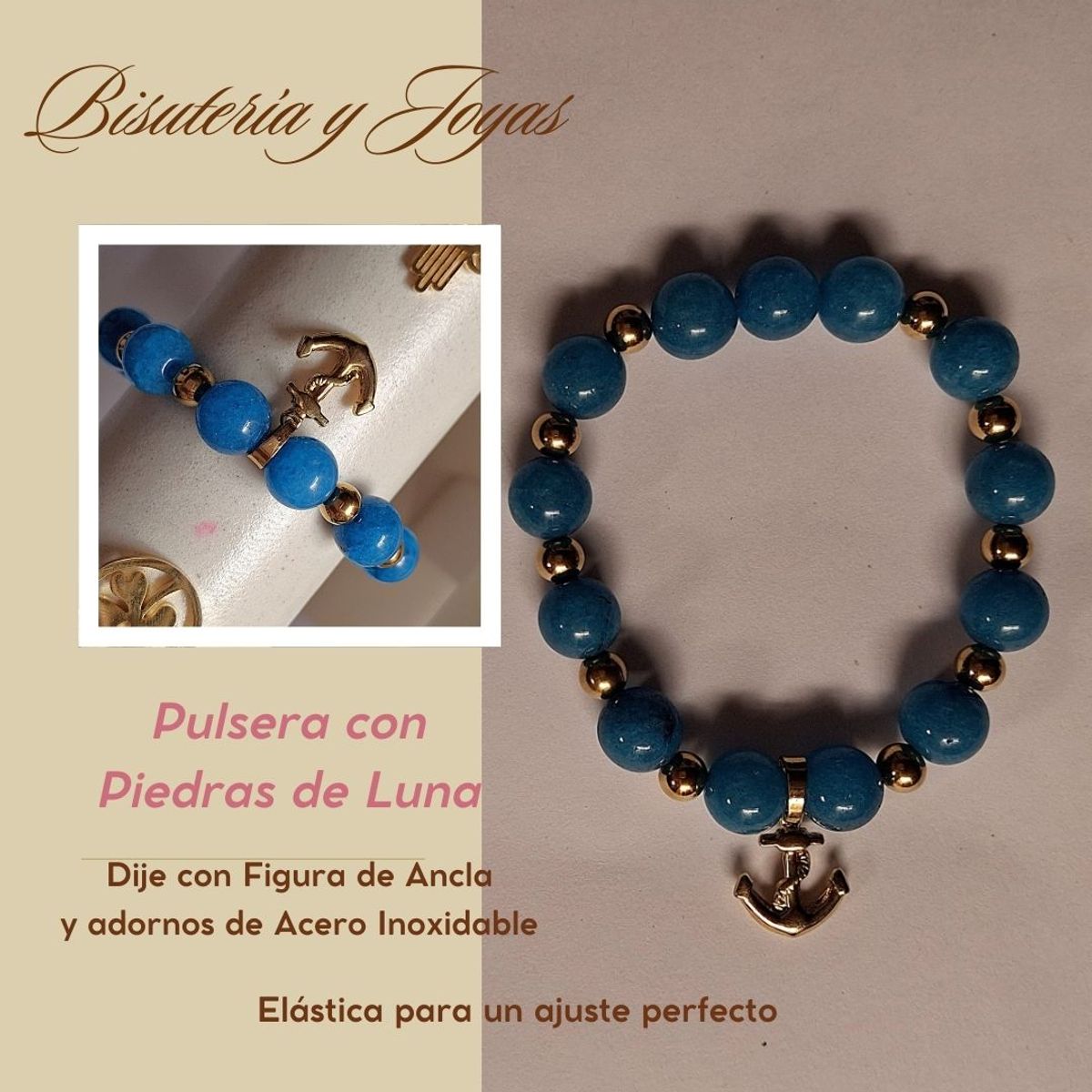 GENERICO - Pack de Pulsera con Piedra de Luna y Pulsera de Murano