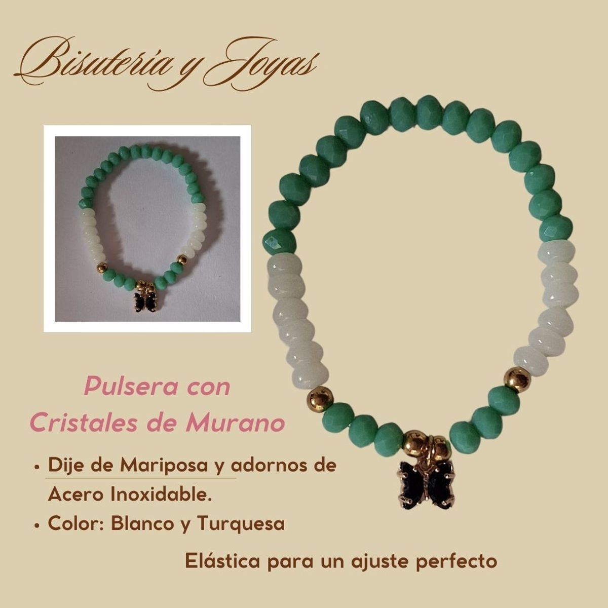 GENERICO - Pack de Pulsera con Piedra de Luna y Pulsera de Murano