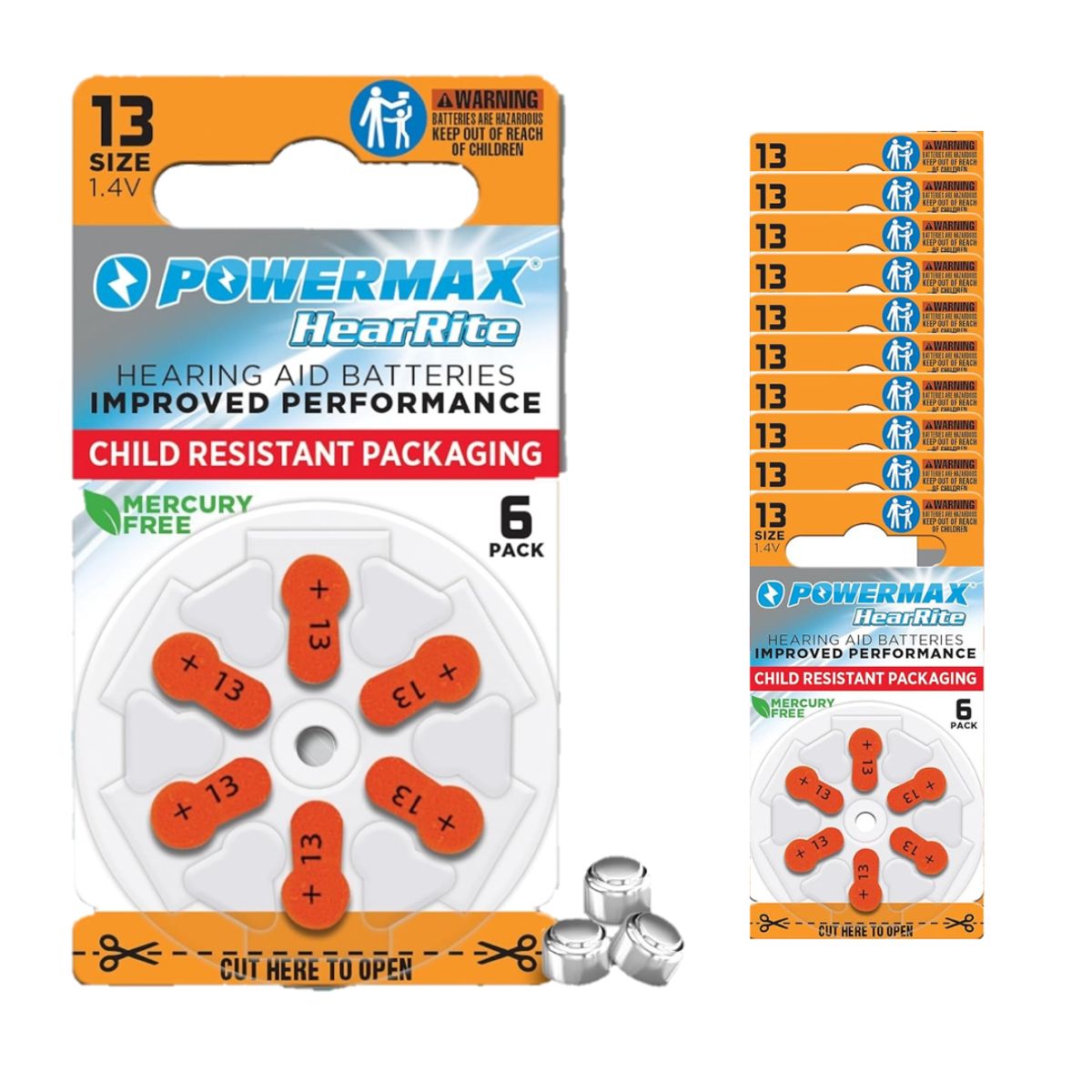 POWERMAX - Pilas 13 Para Audífonos De Sordera - Powermax Caja 60 Unidades. Hecho en Reino Unido
