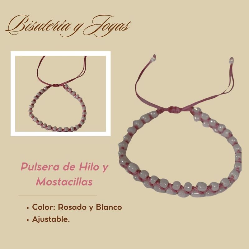 GENERICO - Trio de pulseras ajustables de hilos y mostacillas