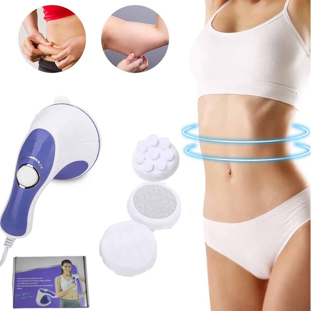 GENERICO - Masajeador para todo el cuerpo con 3 adaptadores - BLANCO