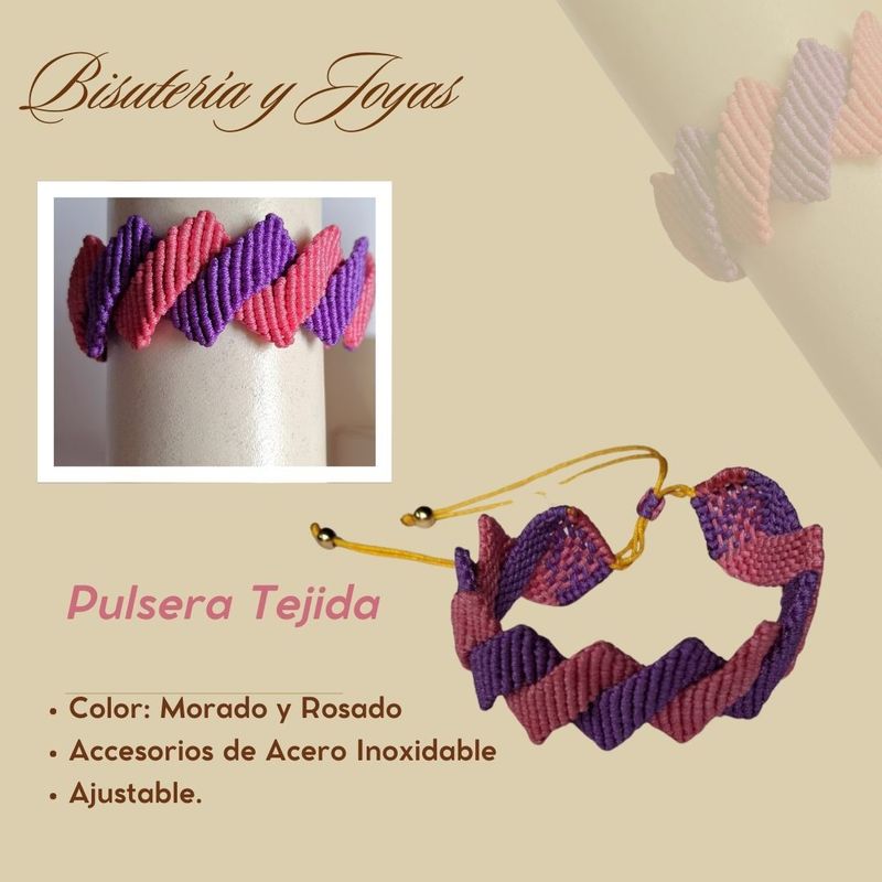 GENERICO - Pulsera tejido especial con accesorios de acero inoxidable