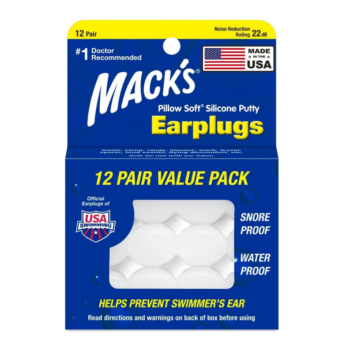 GENERICO - Tapones De Oido Silicona Moldeable Para Adultos 12ud PILLOW SOFT - MACKS