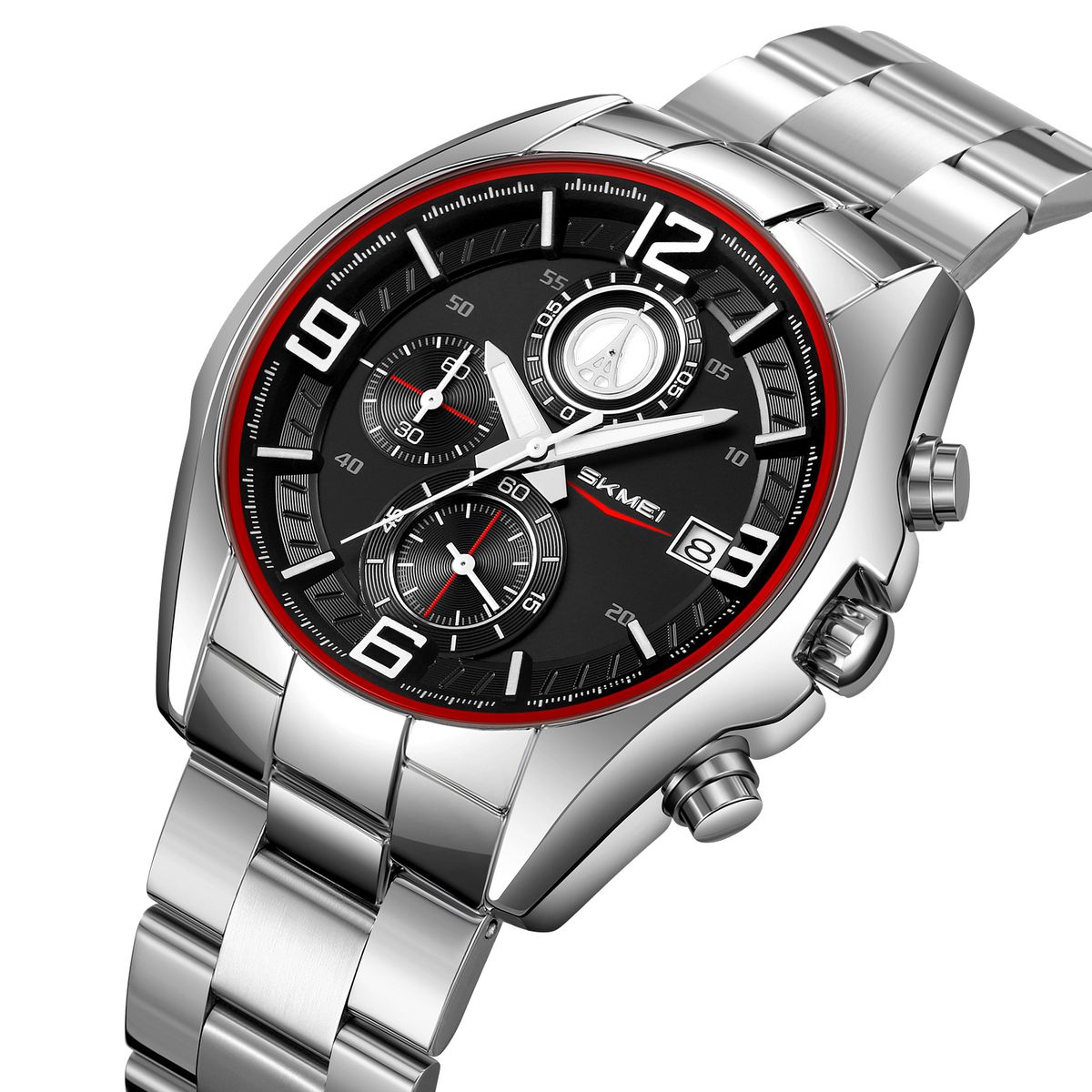 SKMEI - Reloj Skmei 9346 Plateado fondo Negro Cronómetro