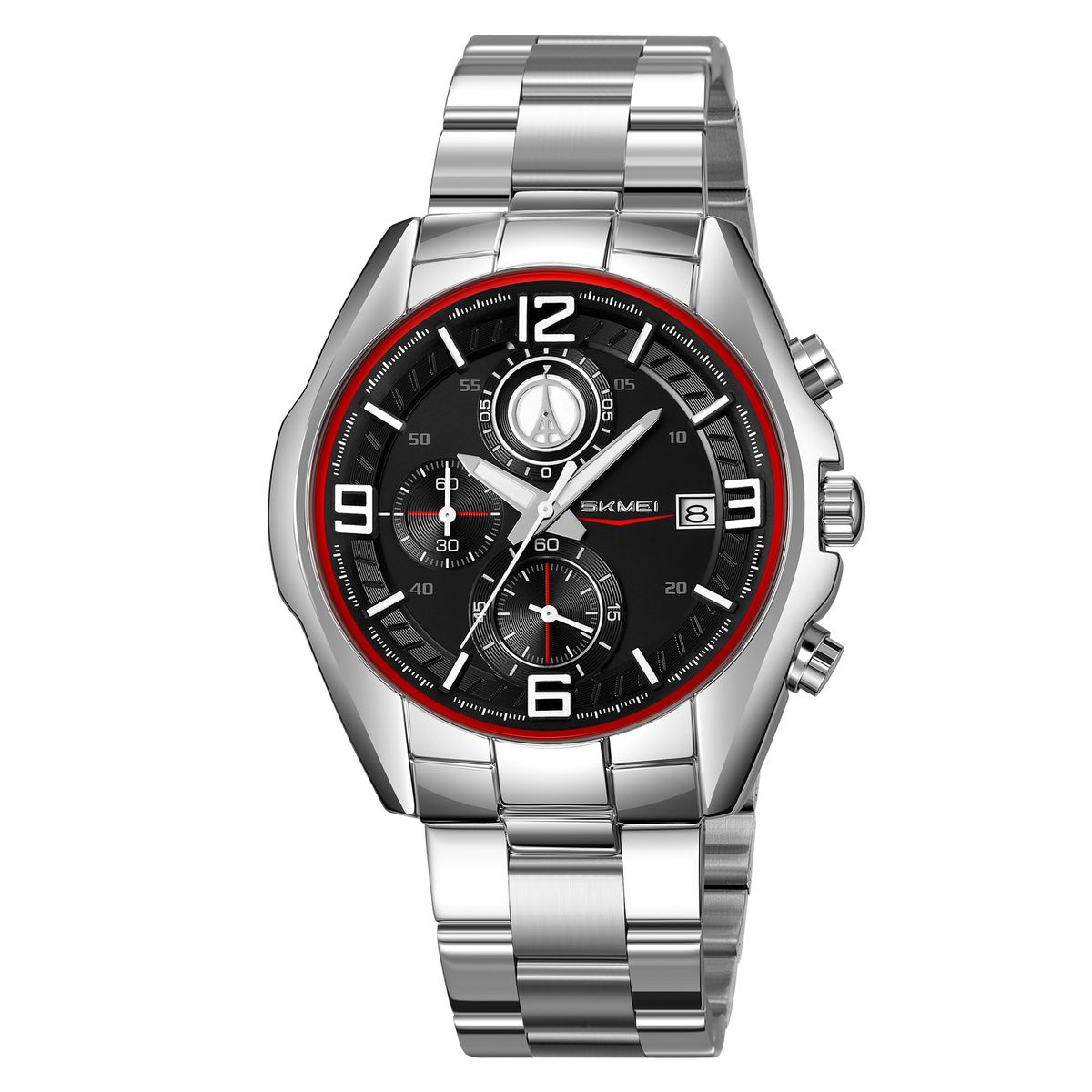 SKMEI - Reloj Skmei 9346 Plateado fondo Negro Cronómetro