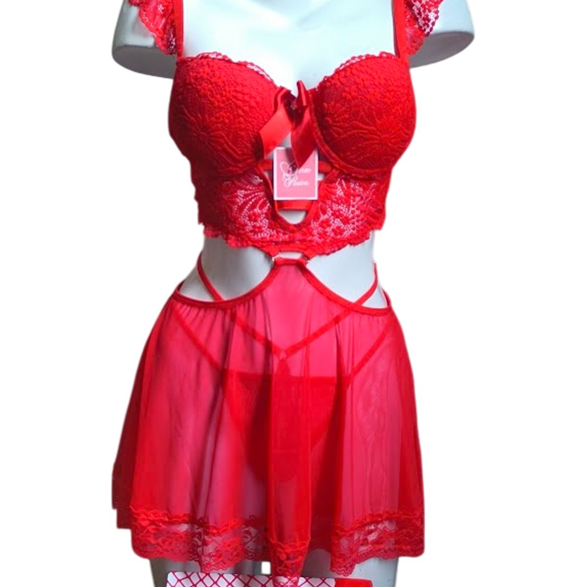 GENERICO - BABYDOLL LENCERIA MUJER SEXY DE ENCAJE