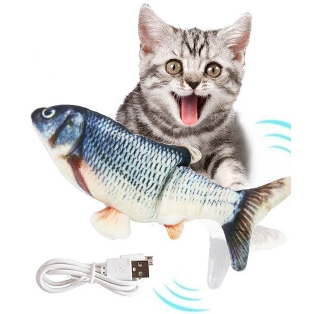 GENERICO - PEZ DE JUGUETE DE MOVIMIENTO CON SENSOR  PARA MASCOTAS