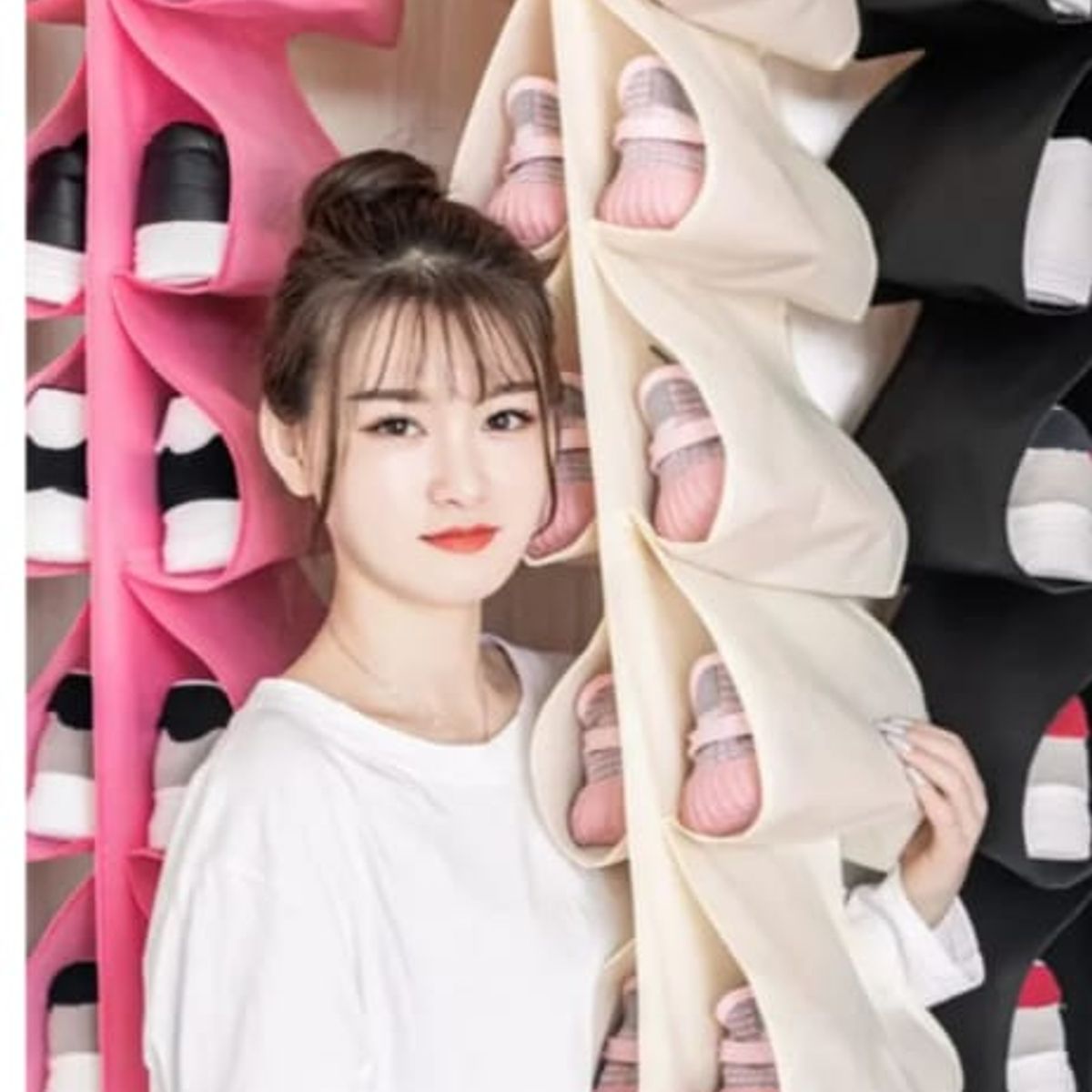 GENERICO - ORGANIZADOR  PARA ZAPATOS, ZAPATILLAS , TOALLAS Y MAS 12POCKET CREMA